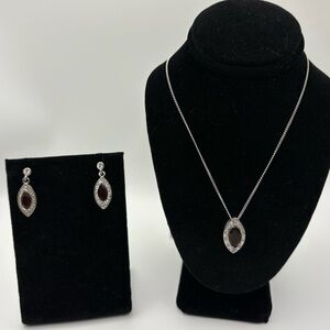 Elegant Silver and Red Jewelry Set